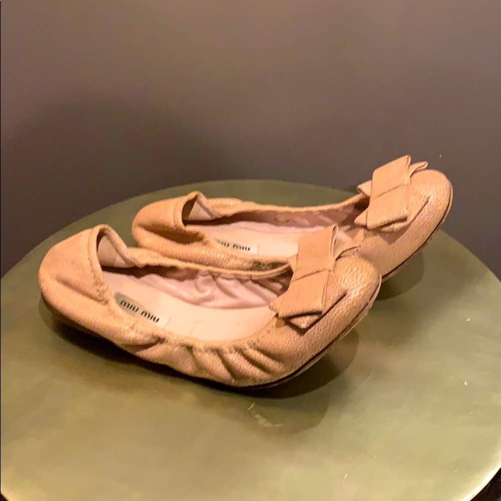 Miu Miu stretch dusty rose ballet flats